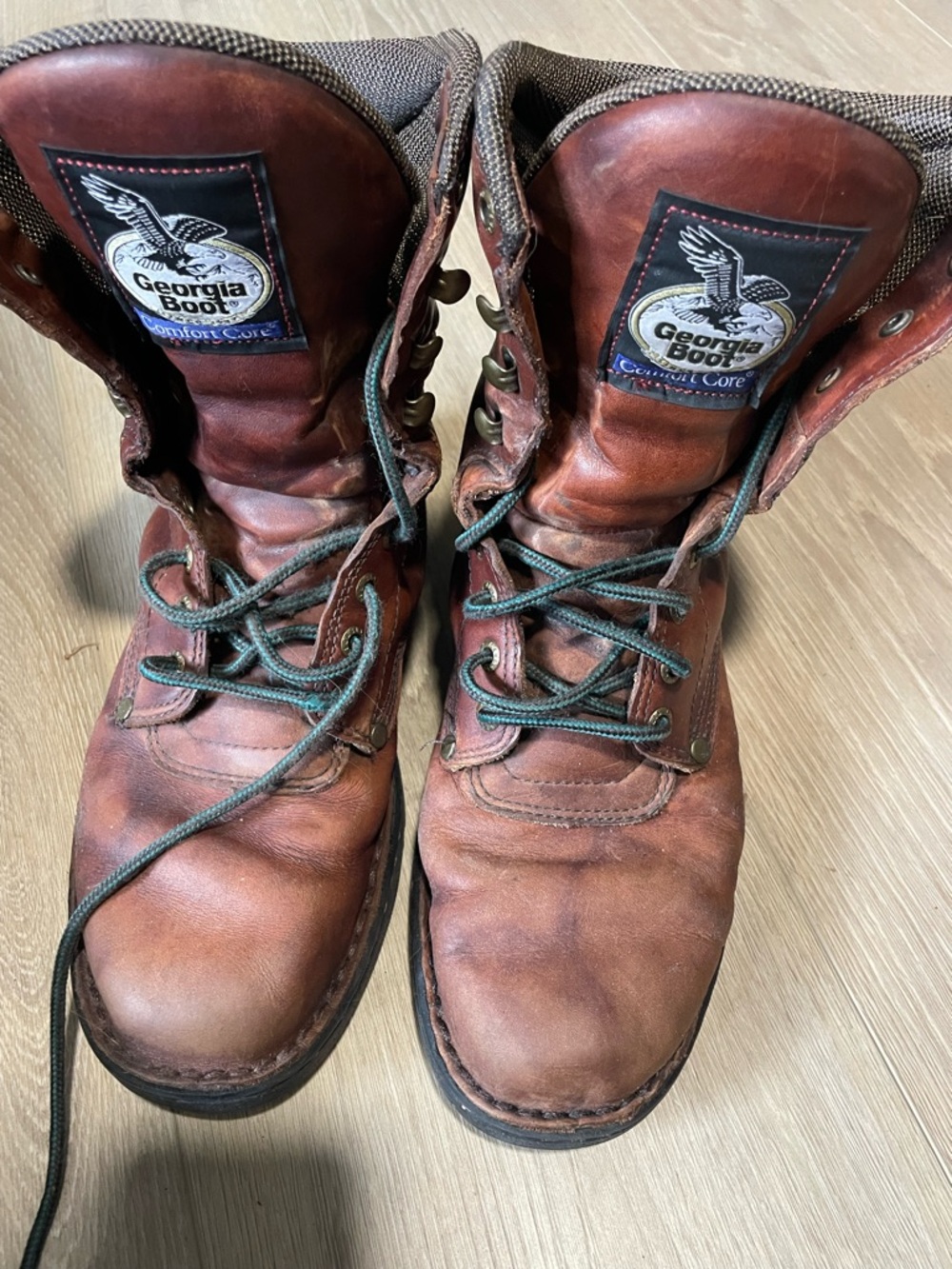 Georgia Boot Chestnut Brown Leather Lace-Up Work Boots